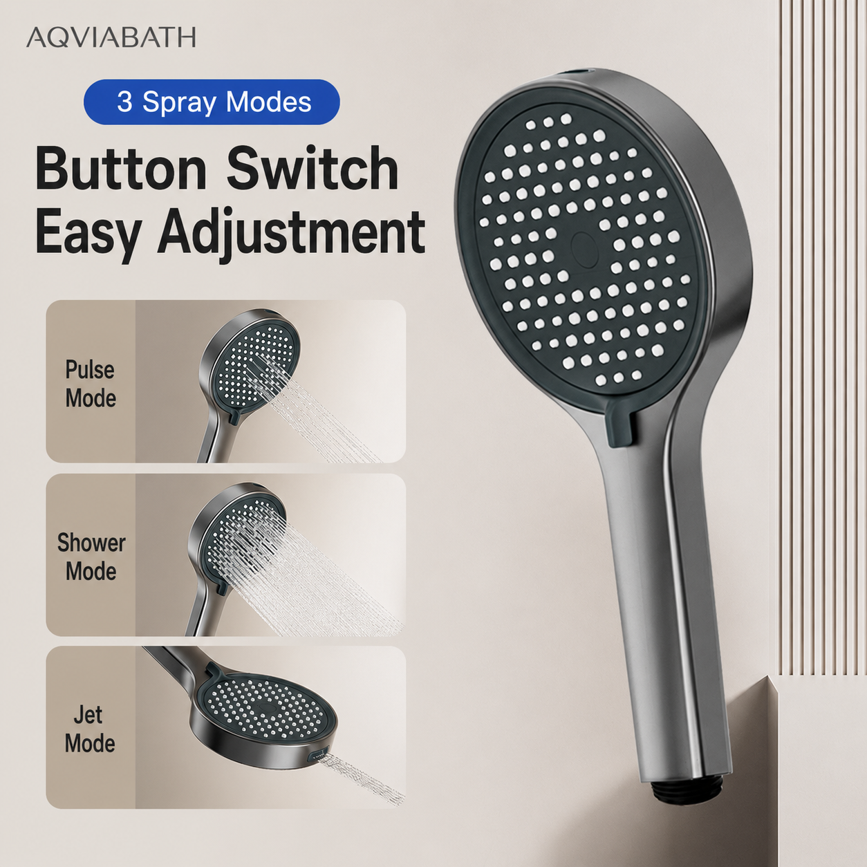 10 High-Pressure Gunmetal Hand Shower - Image 1