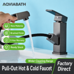 Modern Gunmetal Pull-Out Basin Faucet