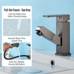 Modern Gunmetal Pull-Out Basin Faucet - Image 3