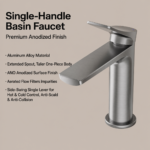 Gunmetal Hot & Cold Single-Hole Basin Faucet - Image 6