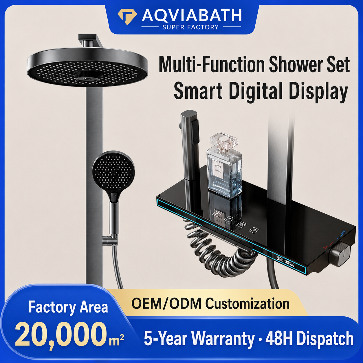 Aqvia Bath smart digital space aluminum air-boost shower system